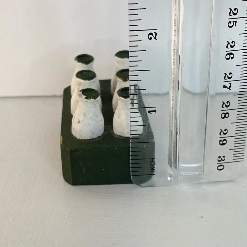 Miniature Wooden Milk Case Vintage 1” Tall - Picture 3 of 10
